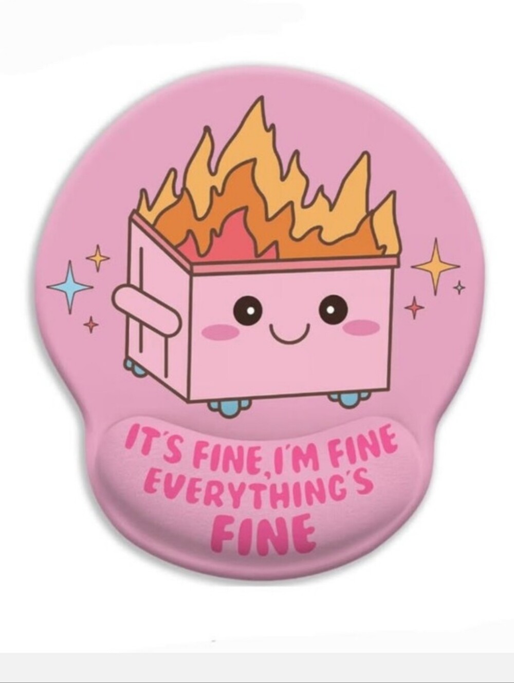Pink Kawaii Dumpster Fire Mouse Pad with Wrist Support